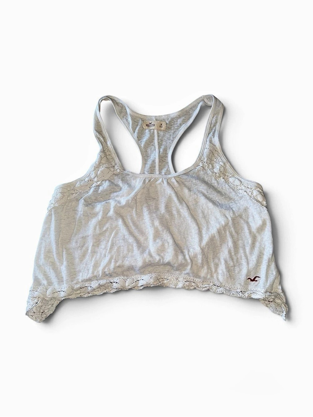 Hollister Racerback Lace Trim Sports Bra White Size Medium
